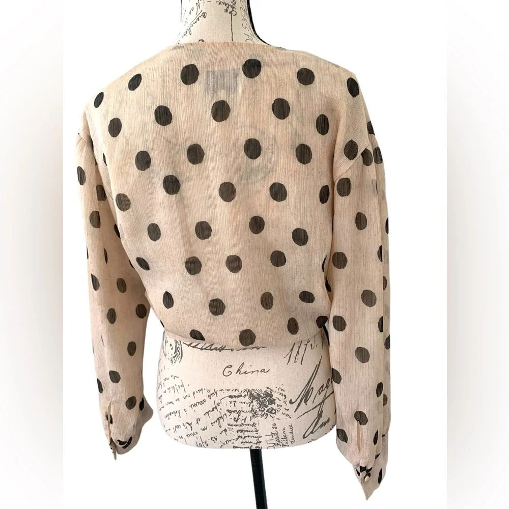 Nanushka Amulet Cream Dot Blouse Size M - Picture 5 of 9